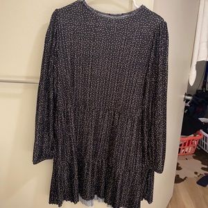 Long sleeve polka dot Zara dress, size S, navy